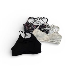 Women's Strappy Bralette Set - Black, Floral, and Gray 2 wild an free, size 8